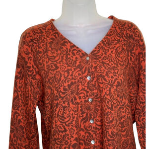 Vintage Jillian Jones‎ Cardigan Sweater Womens Large Rust Brown Paisley Buttons